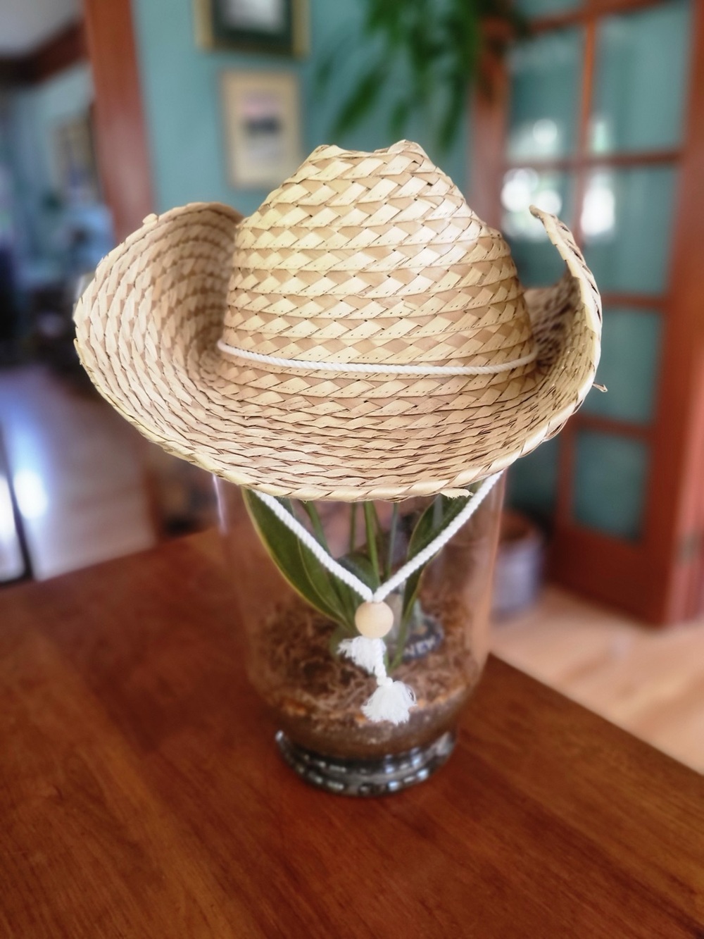 Handwoven Philippines Palm Leaf Western Cowboy Hat NWOT